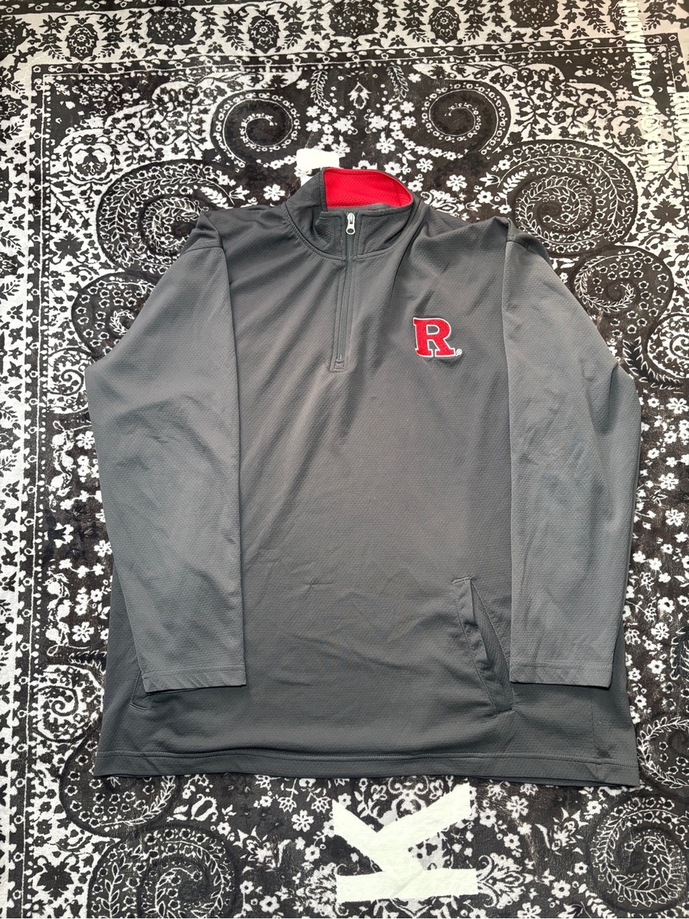 Rutgers Quarter Zip Pullover Knights Apparel Gray Red Size XL
